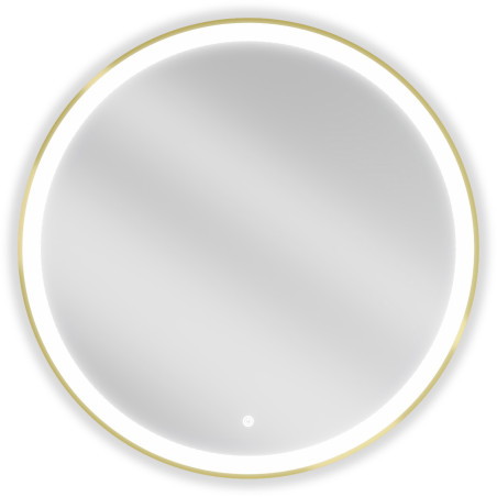 Mexen Esso beleuchteter Badezimmerpiegel, rund 80 cm, LED 6000K, Antibeschlag, goldener Rahmen - 9825-080-080-611-50