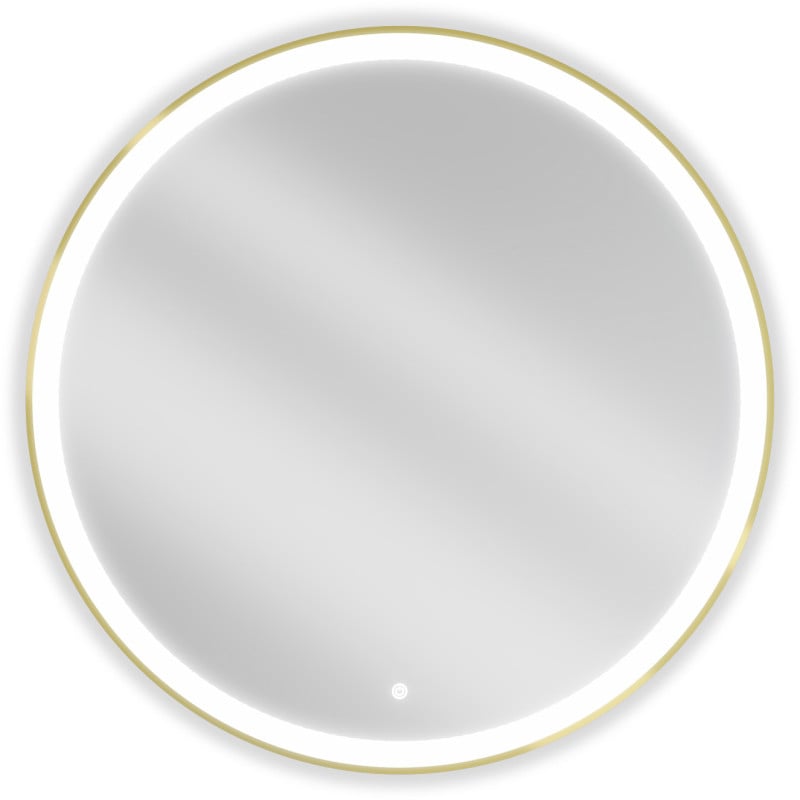 Mexen Esso beleuchteter Badezimmer-Spiegel, rund 90 cm, LED 6000K, Antibeschlag, goldener Rahmen - 9825-090-090-611-50