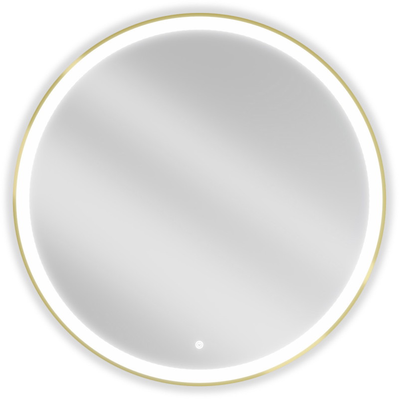 Mexen Esso Beleuchteter Badezimmerspiegel, rund 90 cm, LED 6000K, Antibeschlag, goldener Rahmen - 9825-090-090-611-50