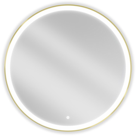Mexen Esso beleuchteter Badezimmer-Spiegel, rund 90 cm, LED 6000K, Antibeschlag, goldener Rahmen - 9825-090-090-611-50