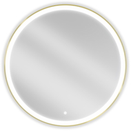 Mexen Esso Beleuchteter Badezimmerspiegel, rund 90 cm, LED 6000K, Antibeschlag, goldener Rahmen - 9825-090-090-611-50