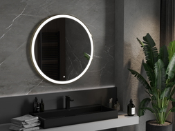 Mexen Esso beleuchteter Badezimmer-Spiegel, rund 90 cm, LED 6000K, Antibeschlag, goldener Rahmen - 9825-090-090-611-50