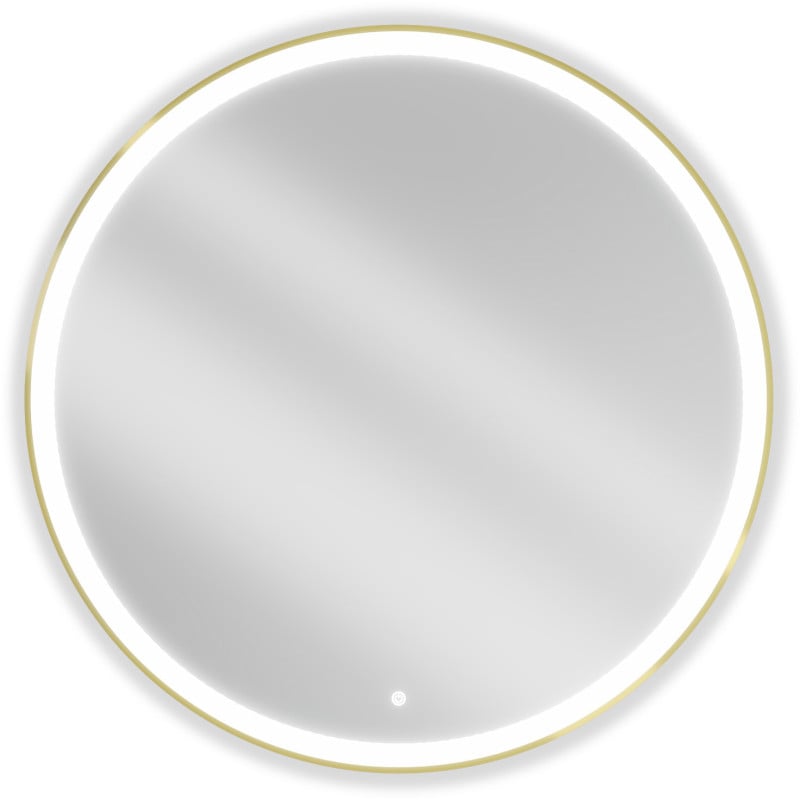 Mexen Esso beleuchteter Badezimmerspiegel, rund 100 cm, LED 6000K, Antibeschlag, goldener Rahmen - 9825-100-100-611-50