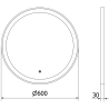 Mexen Esso beleuchteter Badezimmerspiegel, rund 60 cm, LED 6000K, Antibeschlag, schwarzer Rahmen - 9825-060-060-611-70