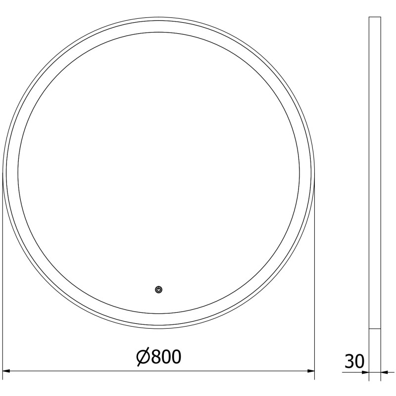 Mexen Esso beleuchteter, runder Badezimmerspiegel, 80 cm, LED 6000K, Antibeschlag, schwarzer Rahmen - 9825-080-080-611-70