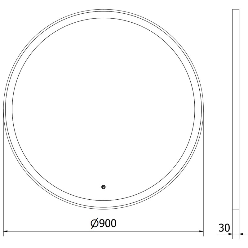 Mexen Esso beleuchteter Badezimmerspiegel, rund 90 cm, LED 6000K, Antibeschlag, schwarzer Rahmen - 9825-090-090-611-70