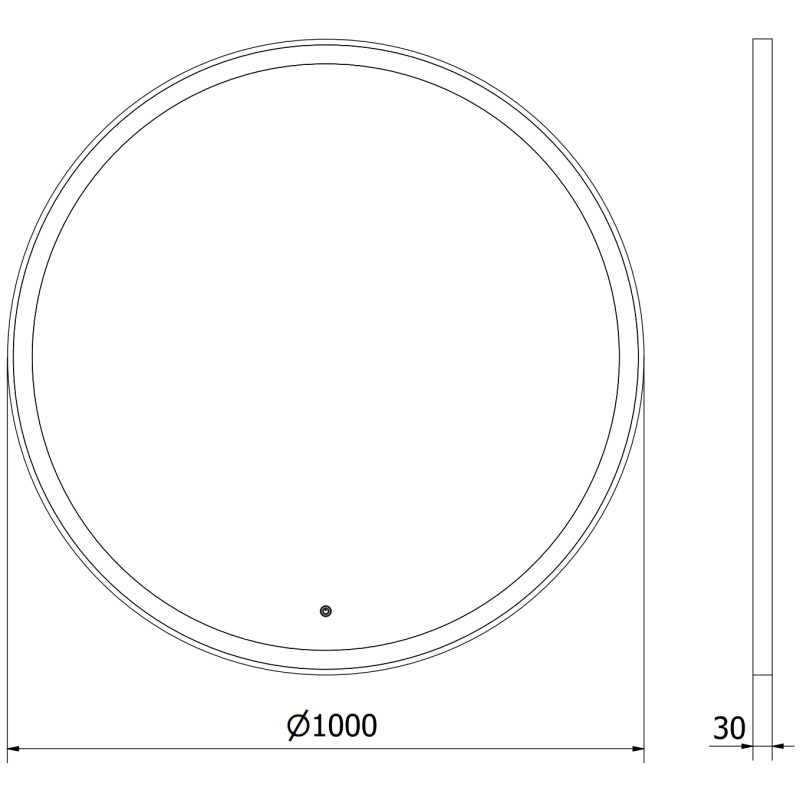 Mexen Esso beleuchteter Badezimmerspiegel, rund 100 cm, LED 6000K, Antibeschlag, schwarzer Rahmen - 9825-100-100-611-70
