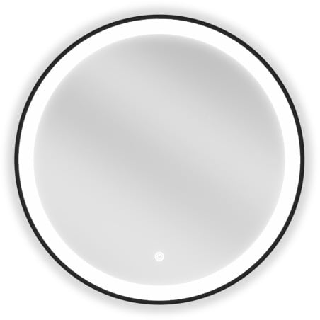 Mexen Esso beleuchteter Badezimmerspiegel, rund 60 cm, LED 6000K, Antibeschlag, schwarzer Rahmen - 9825-060-060-611-70