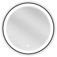 Mexen Esso beleuchteter Badezimmerspiegel, rund 60 cm, LED 6000K, Antibeschlag, schwarzer Rahmen - 9825-060-060-611-70