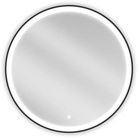 Mexen Esso beleuchteter Badezimmerspiegel, rund 80 cm, LED 6000K, Antibeschlag, schwarzer Rahmen - 9825-080-080-611-70