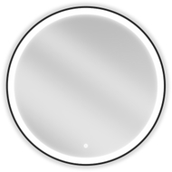 Mexen Esso beleuchteter Badezimmerspiegel, rund 80 cm, LED 6000K, Antibeschlag, schwarzer Rahmen - 9825-080-080-611-70