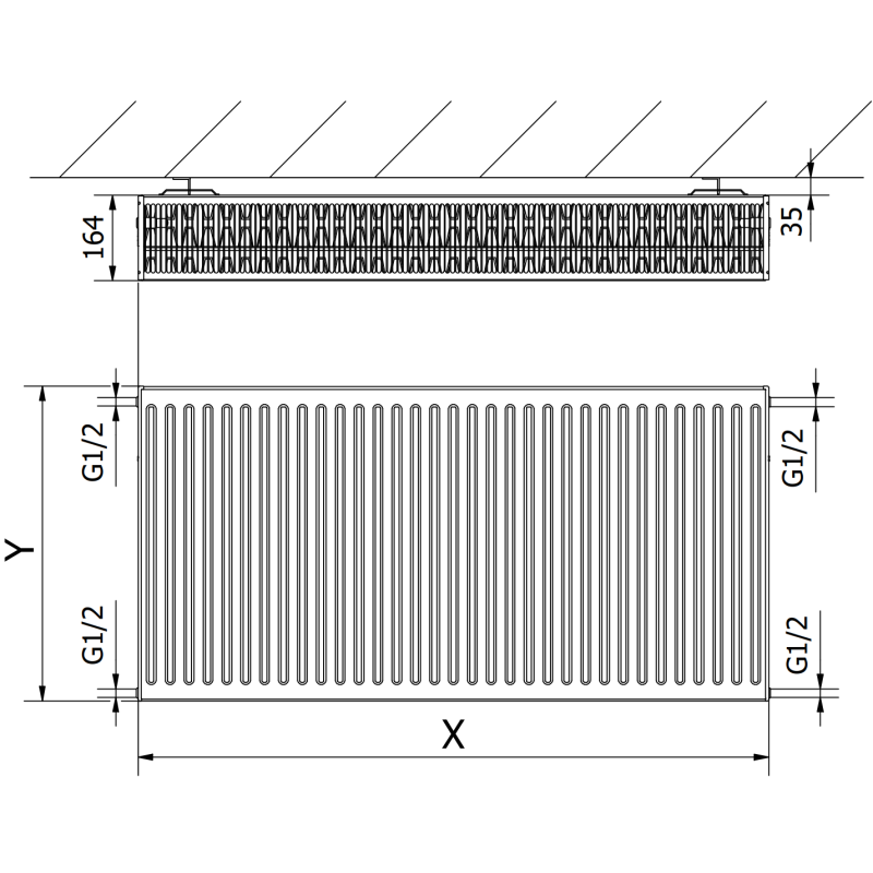 Mexen C33 Plattenheizkörper 400 x 1000 mm, seitlicher Anschluss, 1689 W, Anthrazit - W433-040-100-66