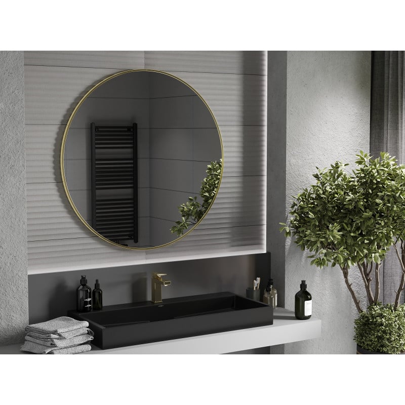Mexen Loft rundes Badezimmerspiegel 100 cm, goldener Rahmen - 9850-100-100-000-50