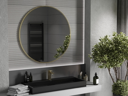 Mexen Loft rundes Badezimmerspiegel 100 cm, goldener Rahmen - 9850-100-100-000-50