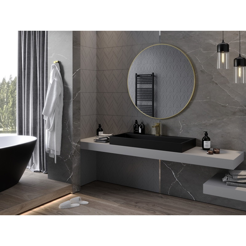 Mexen Loft runde Badezimmerspiegel 100 cm, goldener Rahmen - 9850-100-100-000-50