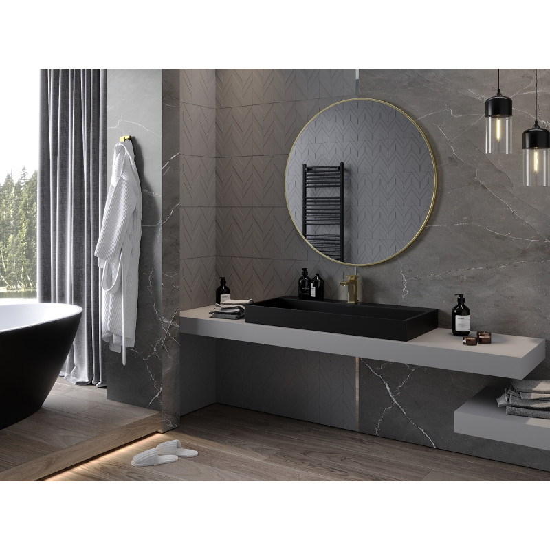 Mexen Loft rundes Badezimmerspiegel 100 cm, goldener Rahmen - 9850-100-100-000-50