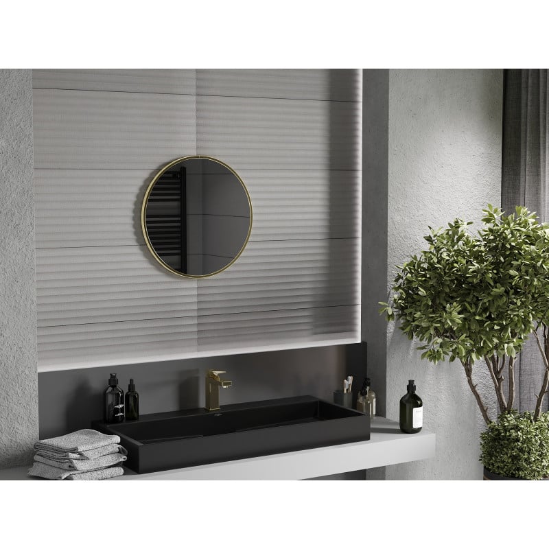 Mexen Loft Rundes Badezimmer-Spiegel 35 cm, goldener Rahmen - 9850-035-035-000-50
