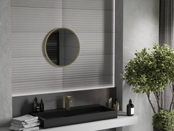 Mexen Loft Rundes Badezimmer-Spiegel 35 cm, goldener Rahmen - 9850-035-035-000-50
