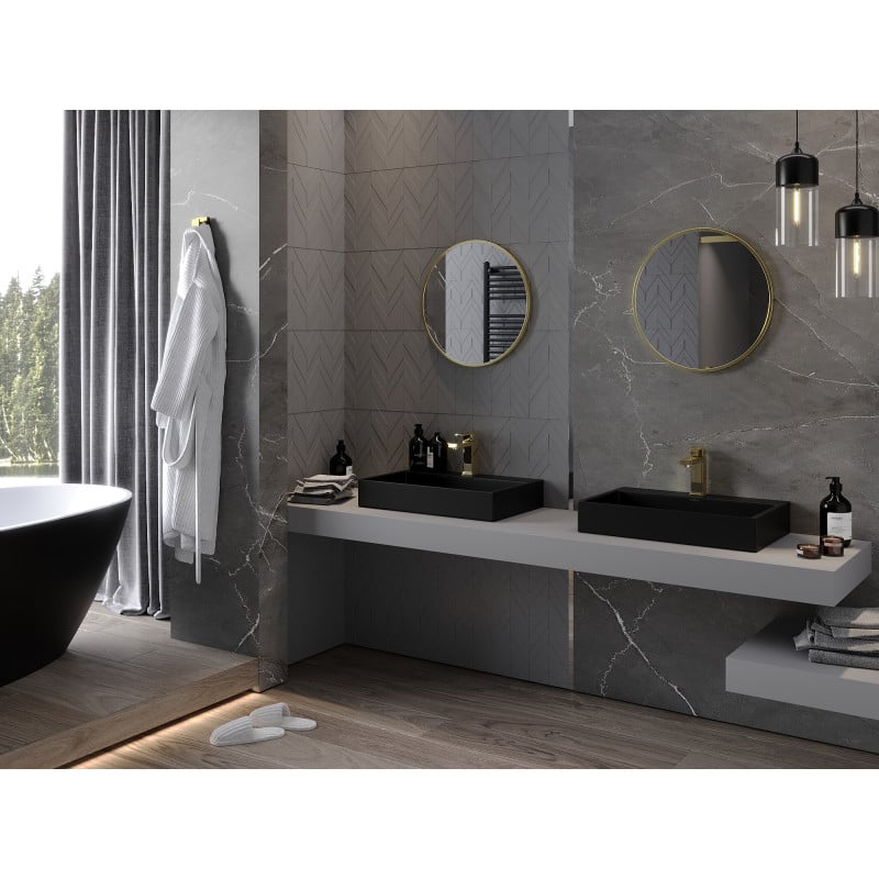 Mexen Loft rundes Badezimmerspiegel 40 cm, goldener Rahmen - 9850-040-040-000-50