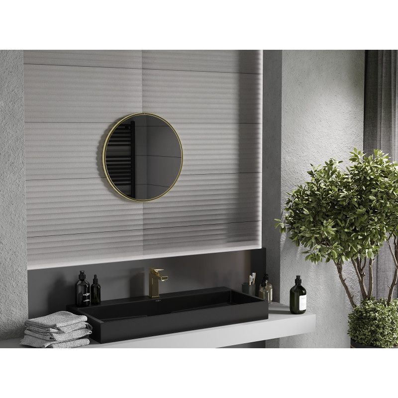 Mexen Loft Badezimmerspiegel rund 55 cm, goldener Rahmen - 9850-055-055-000-50