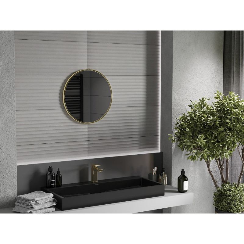 Mexen Loft Rundes Badezimmerspiegel 55 cm, goldener Rahmen - 9850-055-055-000-50