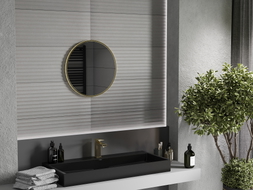 Mexen Loft Badezimmerspiegel rund 55 cm, goldener Rahmen - 9850-055-055-000-50