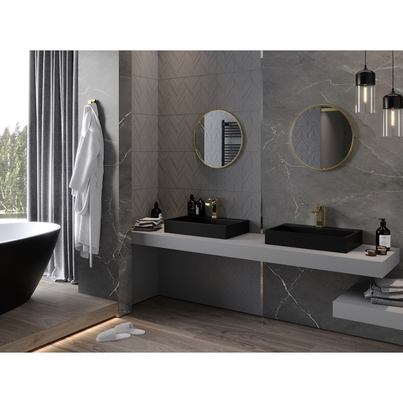 Mexen Loft Rundes Badezimmerspiegel 55 cm, goldener Rahmen - 9850-055-055-000-50