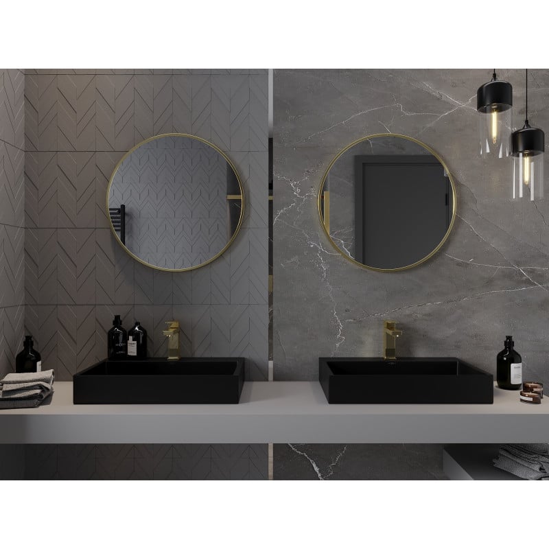 Mexen Loft rundes Badezimmer-Spiegel 60 cm, goldener Rahmen - 9850-060-060-000-50