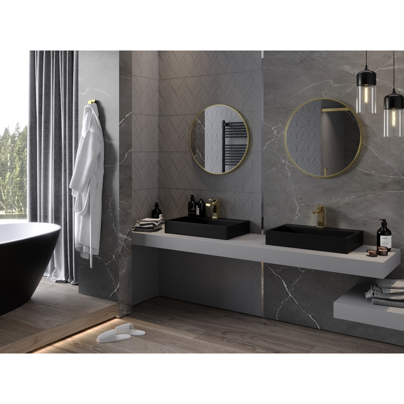 Mexen Loft rundes Badezimmer-Spiegel 60 cm, goldener Rahmen - 9850-060-060-000-50