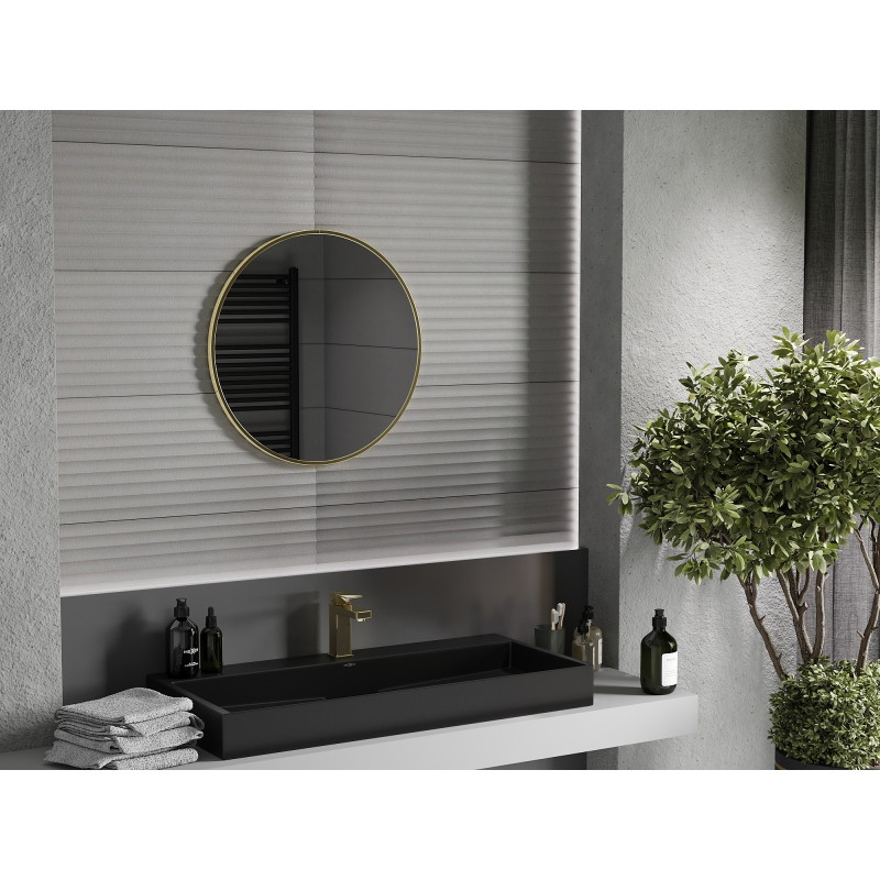 Mexen Loft runder Badezimmerspiegel 65 cm, goldener Rahmen - 9850-065-065-000-50