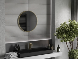 Mexen Loft Badezimmerspiegel rund 65 cm, goldener Rahmen - 9850-065-065-000-50