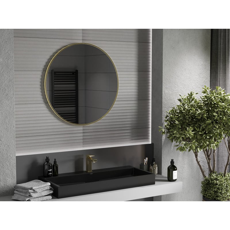 Mexen Loft rundes Badezimmerspiegel 80 cm, goldener Rahmen - 9850-080-080-000-50