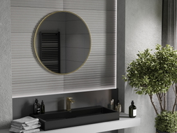 Mexen Loft rundes Badezimmerspiegel 80 cm, goldener Rahmen - 9850-080-080-000-50