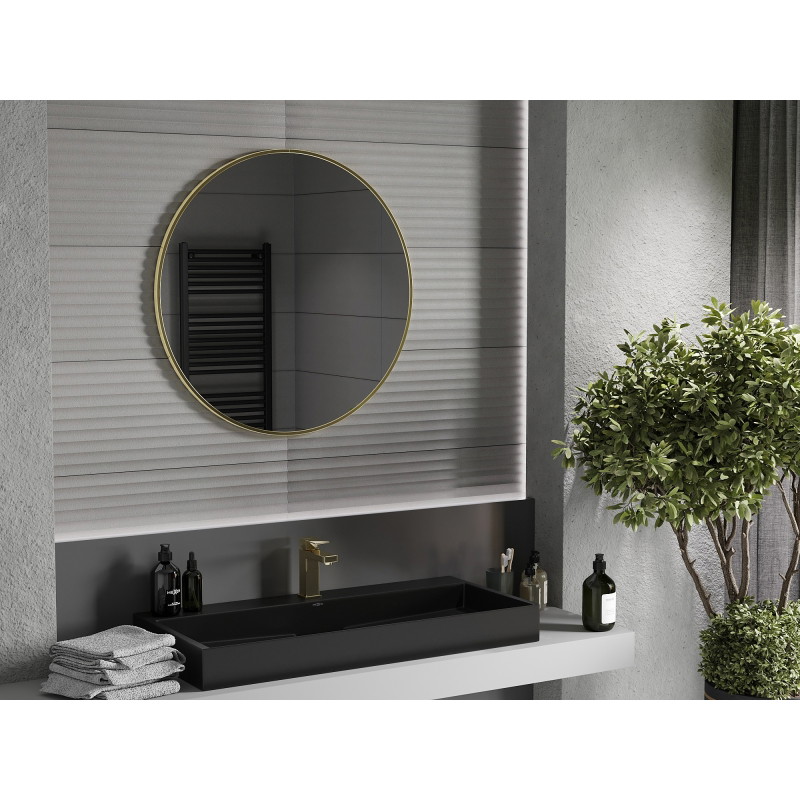 Mexen Loft runder Badezimmerspiegel 85 cm, goldener Rahmen - 9850-085-085-000-50