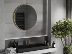 Mexen Loft rundes Badezimmerspiegel 85 cm, goldener Rahmen - 9850-085-085-000-50