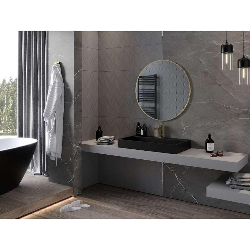 Mexen Loft rundes Badezimmerspiegel 85 cm, goldener Rahmen - 9850-085-085-000-50
