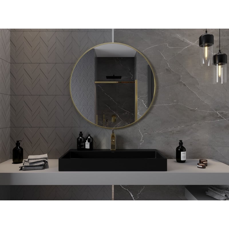Mexen Loft rundes Badezimmerspiegel 90 cm, goldener Rahmen - 9850-090-090-000-50