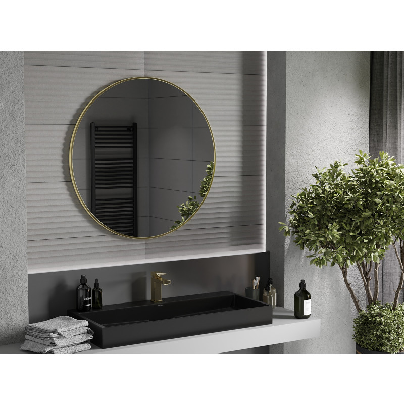 Mexen Loft Rundes Badezimmer Spiegel 95 cm, goldener Rahmen - 9850-095-095-000-50