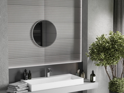 Mexen Loft rundes Badspiegel 30 cm, Edelstahlrahmen - 9850-030-030-000-10