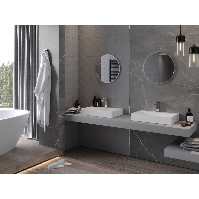 Mexen Loft runder Badezimmerspiegel 30 cm, inox Rahmen - 9850-030-030-000-10