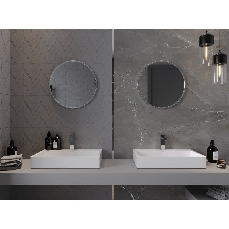 Mexen Loft Badezimmerspiegel rund 50 cm, Rahmen Inox - 9850-050-050-000-10