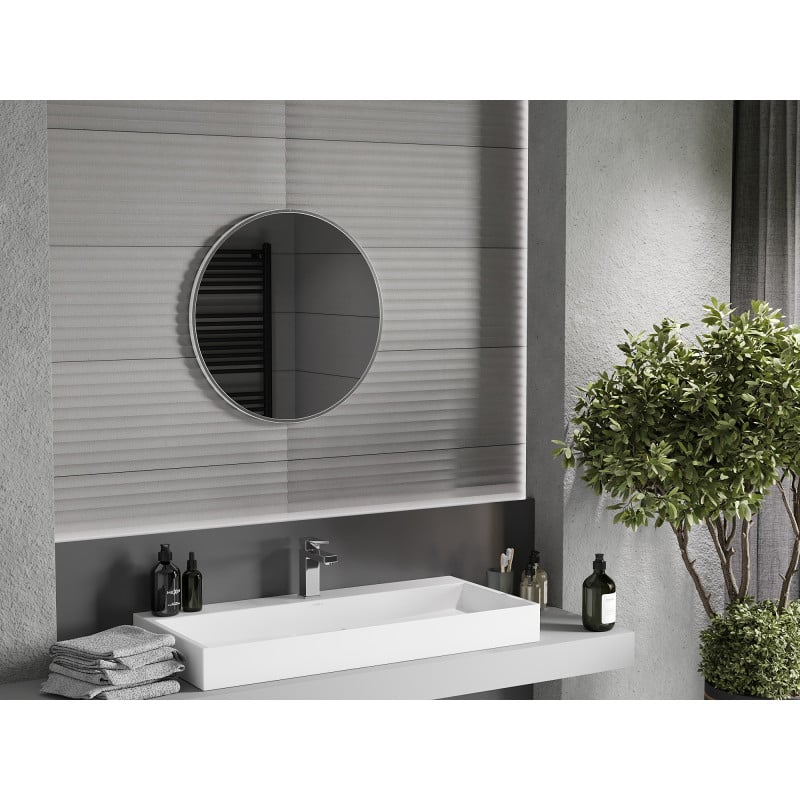 Mexen Loft rundes Badezimmerspiegel 60 cm, Inox-Rahmen - 9850-060-060-000-10