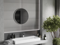Mexen Loft rundes Badezimmerspiegel 60 cm, Inox-Rahmen - 9850-060-060-000-10