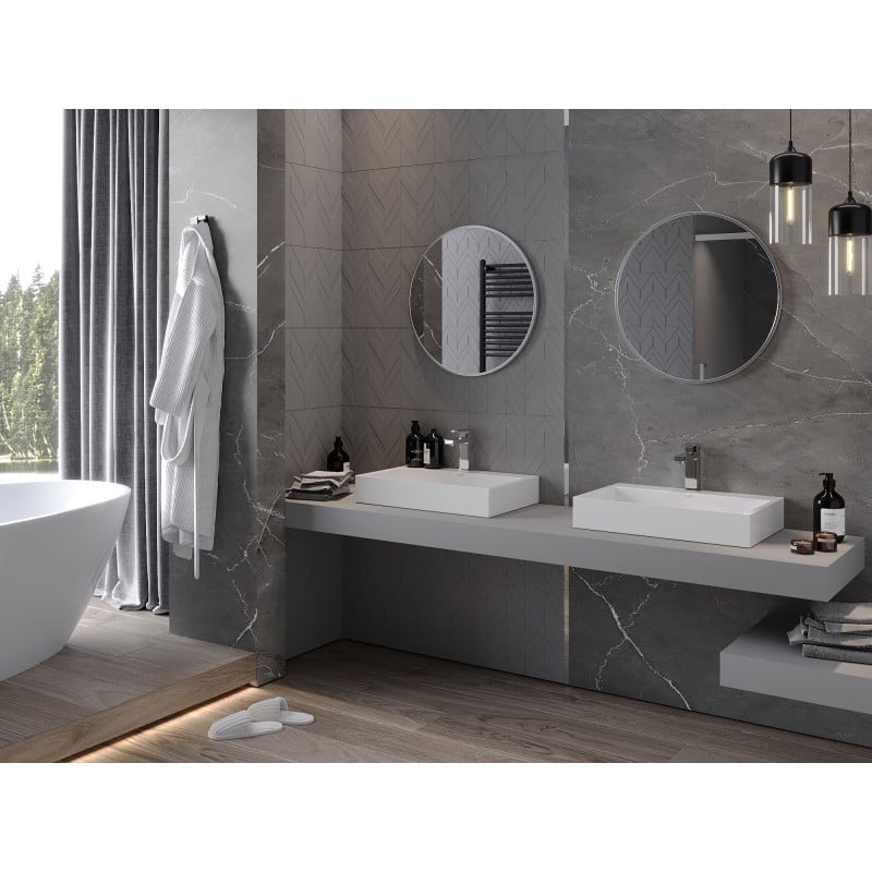 Mexen Loft rundes Badezimmerspiegel 60 cm, Inox-Rahmen - 9850-060-060-000-10