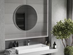 Mexen Loft Badezimmerspiegel rund 80 cm, Edelstahlrahmen - 9850-080-080-000-10