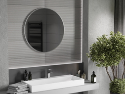 Mexen Loft runder Badezimmerspiegel 80 cm, Inox-Rahmen - 9850-080-080-000-10