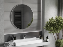Mexen Loft Badezimmerspiegel rund 90 cm, Edelstahlrahmen - 9850-090-090-000-10