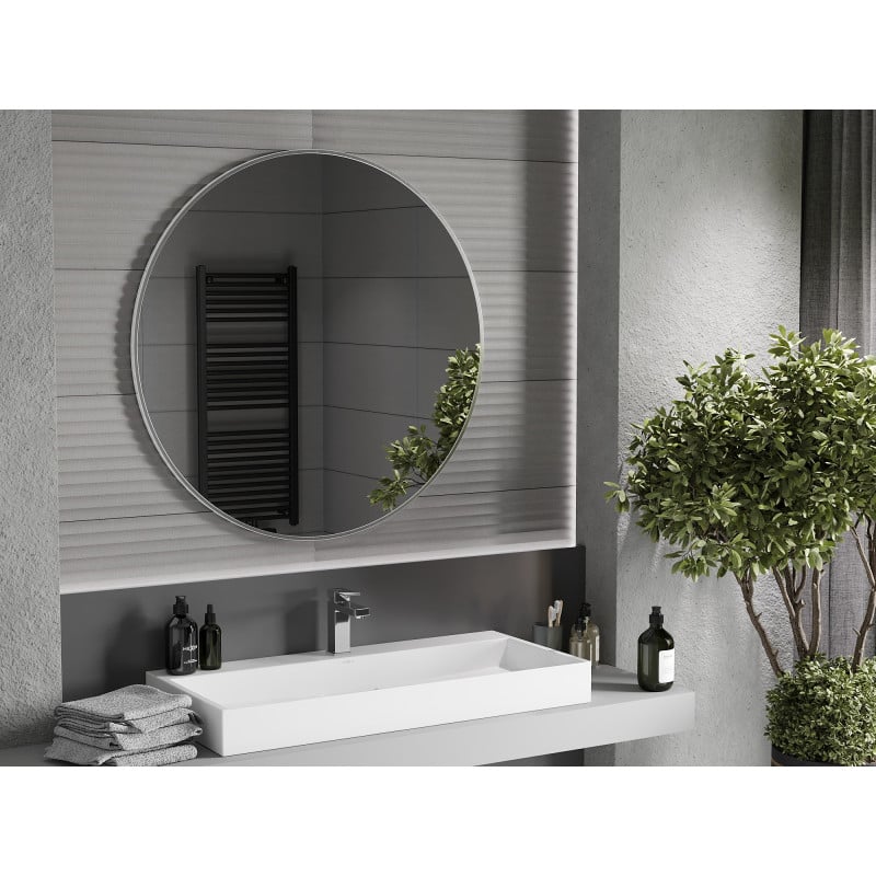 Mexen Loft rundes Badezimmerspiegel 100 cm, Inox-Rahmen - 9850-100-100-000-10