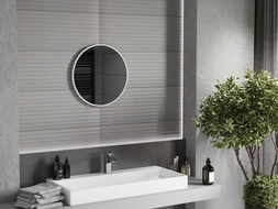 Mexen Loft Badezimmer-Spiegel rund 30 cm, weißer Rahmen - 9850-030-030-000-20