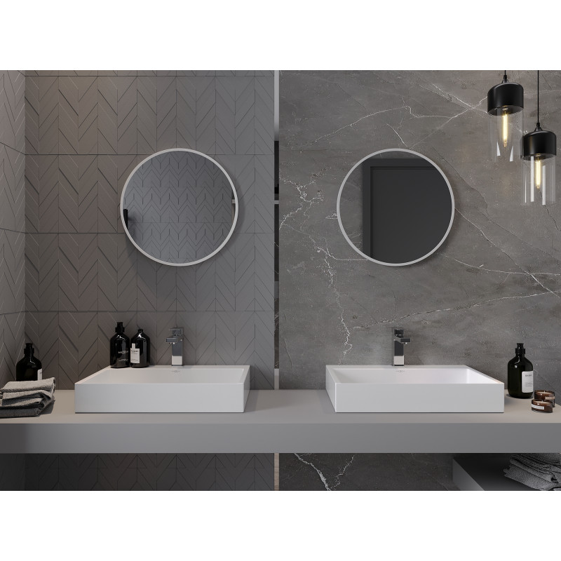 Mexen Loft Badezimmer-Spiegel rund 30 cm, weißer Rahmen - 9850-030-030-000-20